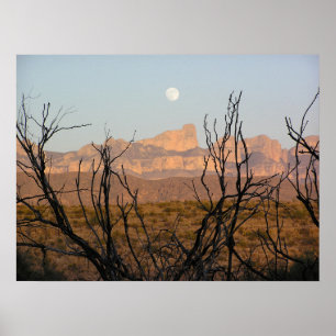 El Pico Moonrise - Big Bend, Texas Poster