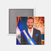 El presidente de El Salvador, Nayib Bukele Magneet (Voorkant / Achterkant)