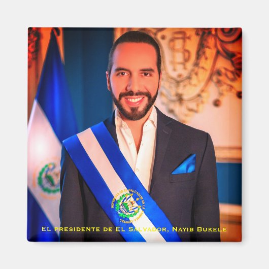 El presidente de El Salvador, Nayib Bukele Magneet (Voorkant)