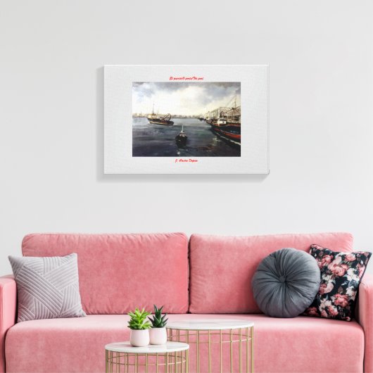 El puerto/O porto/The port Canvas Afdruk (Insitu (Woonkamer))
