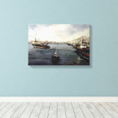 El puerto/O porto/The port Canvas Afdruk (Insitu (Houten vloer))