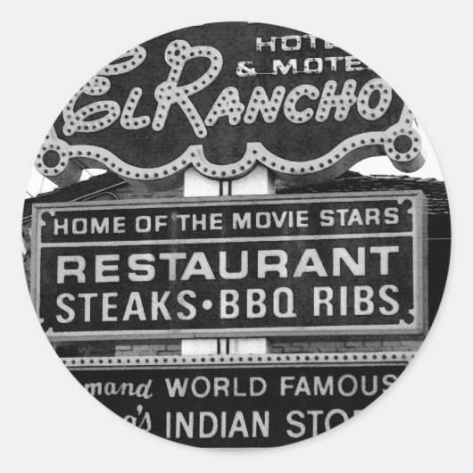 El Rancho Hotelbord Ronde Sticker (Voorkant)