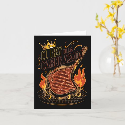 El Rey de la Carne Asada BBQ Cookout Master King F Kaart (Gele Bloem)