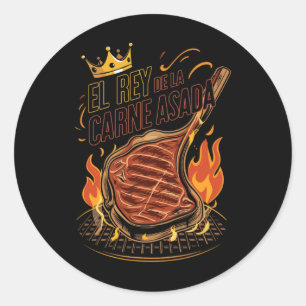 El Rey de la Carne Asada BBQ Cookout Master King F Ronde Sticker