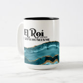 El Roi De God die me Blauwgroen marmer Monogram zi Tweekleurige Koffiemok (Voorkant links)