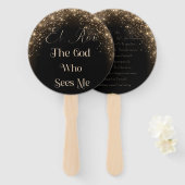 El Roi (zwarte/goudpeddel) Handwaaier (Voorkant en achterkant)