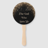 El Roi (zwarte/goudpeddel) Handwaaier (Voorkant)