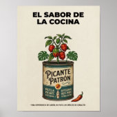 El Sabor De La Cocina Retro Hot Sauce Poster (Voorkant)