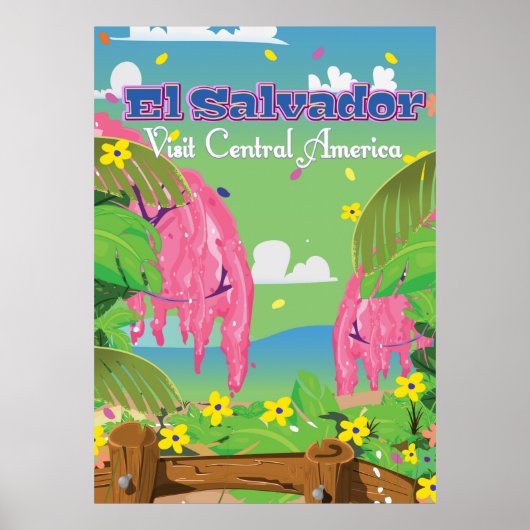 El Salvador Cartoon Reisprent. Poster (Voorkant)