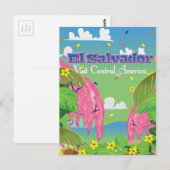 El Salvador Cartoon Travel print. Briefkaart (Voorkant / Achterkant)