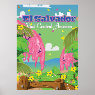 El Salvador Cartoon Travel print. Poster