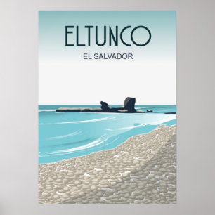El Salvador El Tunco   Vintage Travel Poster