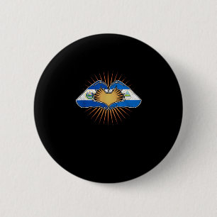 El Salvador en Nicaragua hart handen Ronde Button 5,7 Cm