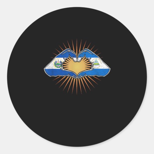 El Salvador en Nicaragua hart handen Ronde Sticker (Voorkant)