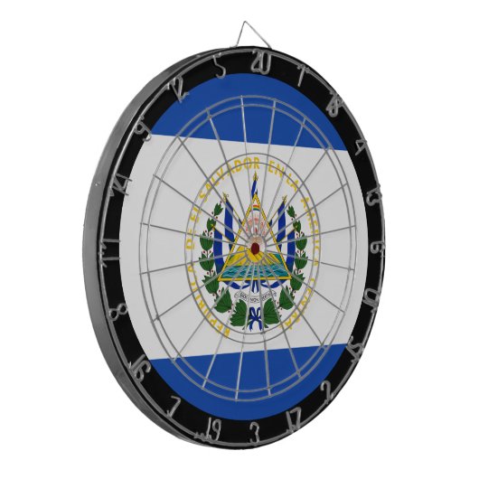 El Salvador Flag Dartboard en El Salvador-game Dartbord (Voorkant Links)