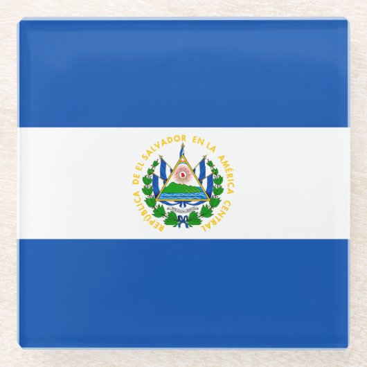 El Salvador Flag Glazen Onderzetter (Voorkant)