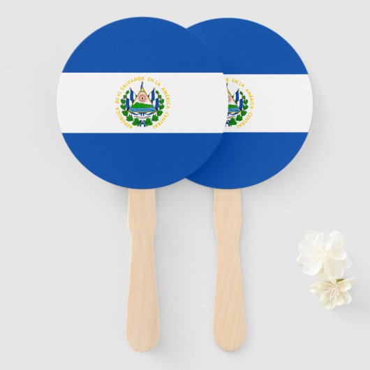 El Salvador Flag Handwaaier (Voorkant en achterkant)