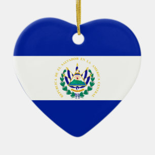 El Salvador Flag Heart Keramisch Ornament