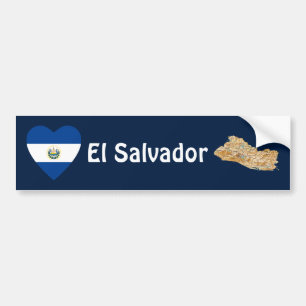 El Salvador Flag Heart + Map Bumpersticker