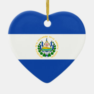 El Salvador Flag Heart Ornament
