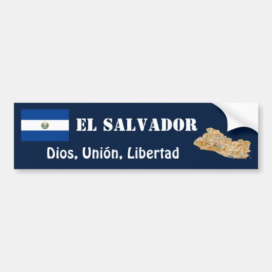El Salvador Flag + Map Bumpersticker (Voorkant)