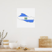 El Salvador Flag Map van volledige grootte Poster (Keuken)