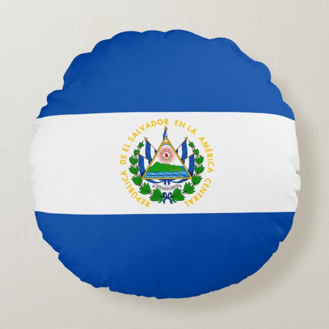 El Salvador Flag Rond Kussen (Voorkant)