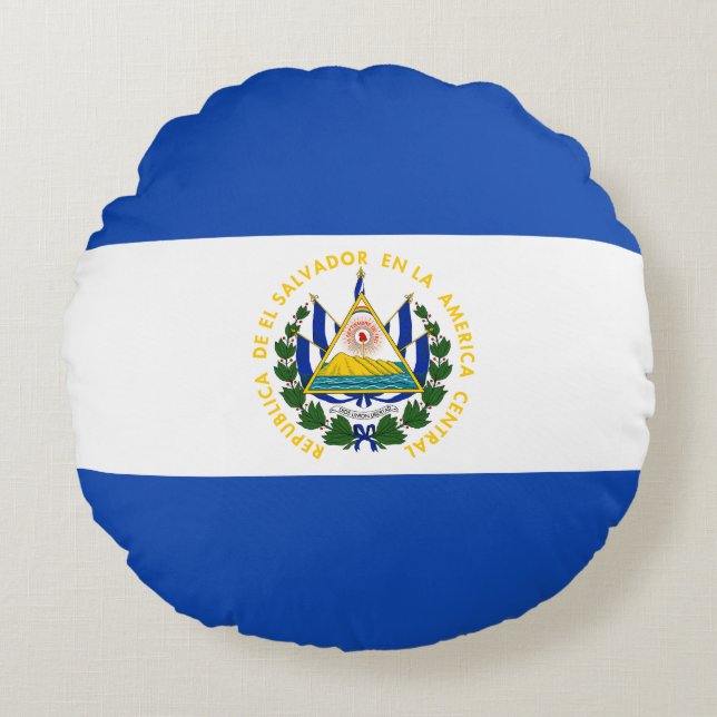 El Salvador Flag Rond Kussen (Voorkant)