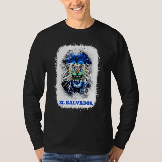 El Salvador Flag With Lion Face Salvadoran Pride D T-shirt (Voorkant)
