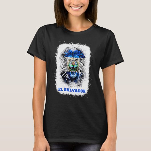 El Salvador Flag With Lion Face Salvadoran Pride D T-shirt (Voorkant)