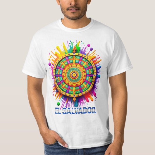 EL SALVADOR FORMA INDIGENA ART POP T-SHIRT (Voorkant)