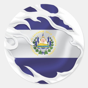 El Salvador gescheurde vlag Ronde Sticker