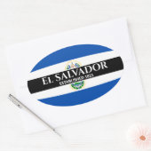 El Salvador heeft 1821 vlag Witte tekst Ovale Sticker (Envelop)