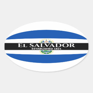 El Salvador heeft 1821 vlag Witte tekst Ovale Sticker
