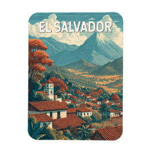 El Salvador Illustratie Reis Kunst Vintage Magneet