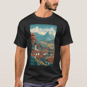 El Salvador Illustratie Reis Kunst Vintage T-shirt