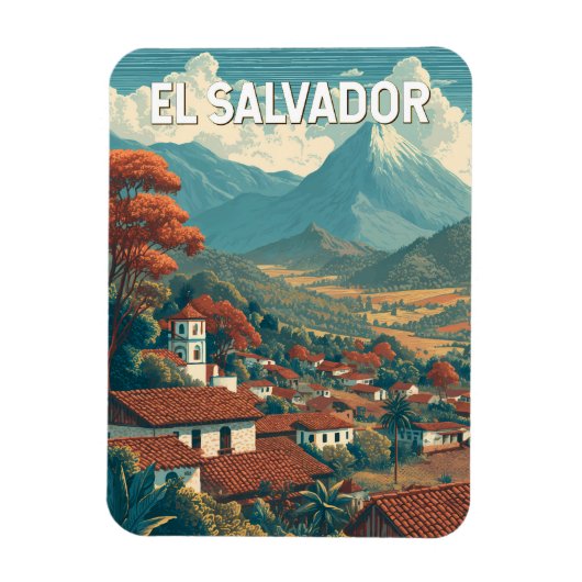 El Salvador Illustration Travel Art Vintage Magneet (Verticaal)