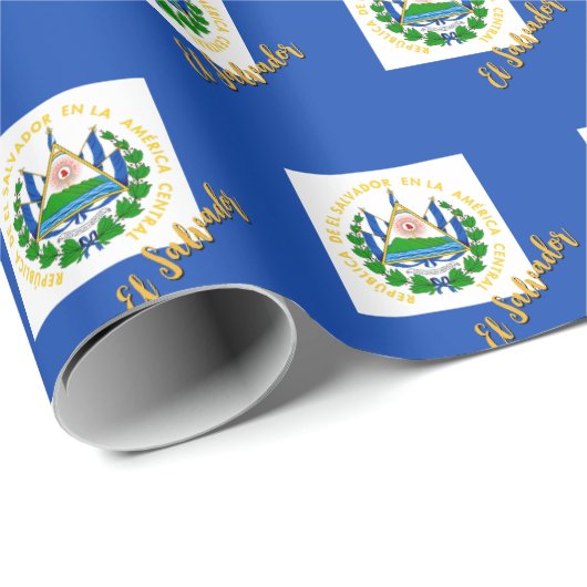 El Salvador inpakpapier, Salvador Vlag patriotten Cadeaupapier (Rol Hoek)