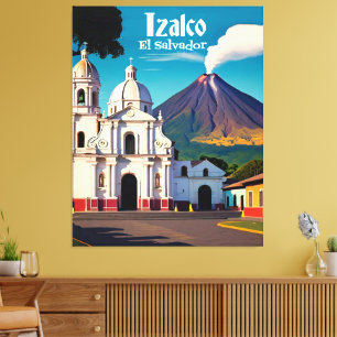 El Salvador   Izalco Travel  Retro Canvas Afdruk