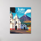 El Salvador | Izalco Travel Retro Canvas Afdruk (Voorkant)