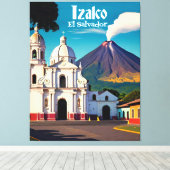 El Salvador | Izalco Travel Retro Canvas Afdruk (Insitu (Houten vloer))