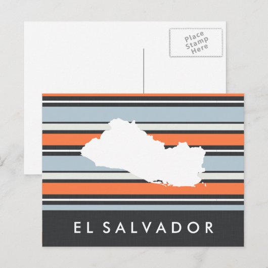 El Salvador-kaart: Moderne strepen Briefkaart (Voorkant / Achterkant)