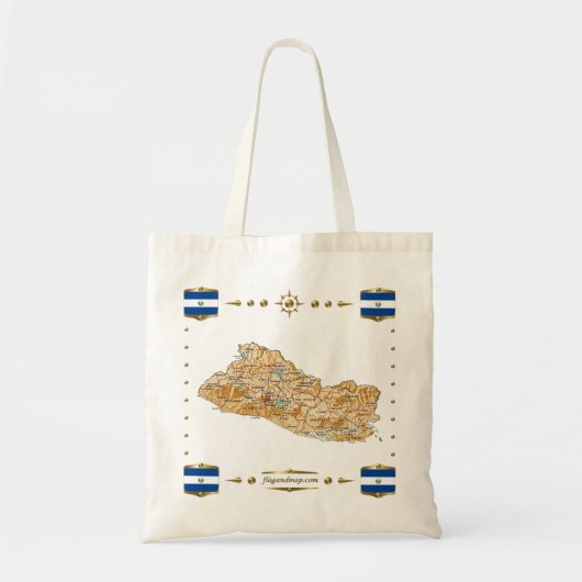 El Salvador Map + Flags Bag Tote Bag (Voorkant)