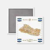 El Salvador Map + Flags Magnet (Voorkant / Achterkant)