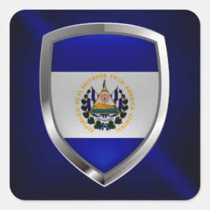 El Salvador Mettalic Emblem Vierkante Sticker
