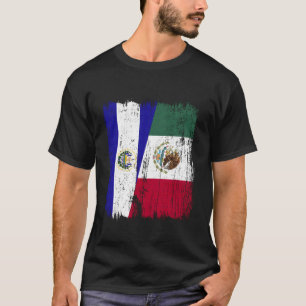 El Salvador Mexico Halve Vlag Salvadoriaanse Mexic T-shirt