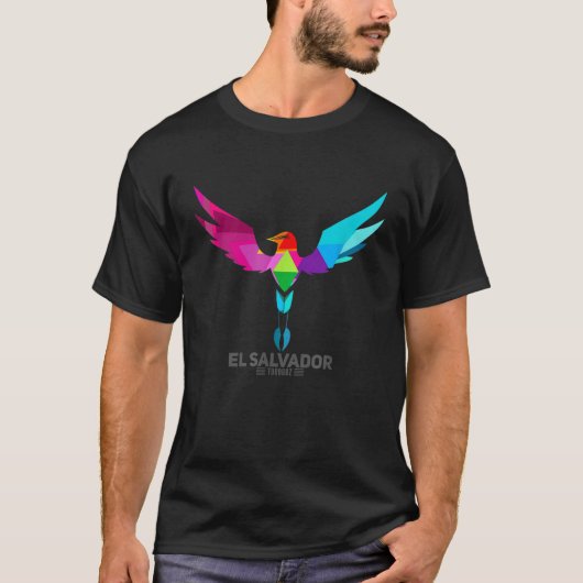 El Salvador Nationale Vogel Torogoz Multi Kleuren T-shirt (Voorkant)