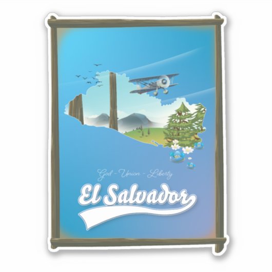 El Salvador Reisplattegrond Sticker (Voorkant)
