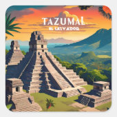 El Salvador | Reizen  Retro Custom Vierkante Sticker (Voorkant)