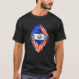 El Salvador Roots Usa Vlag Patriotieke Salvadoraan T-shirt